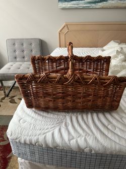 Large Wicker Storage Basket with Handle – Rustic Farmhouse Decor