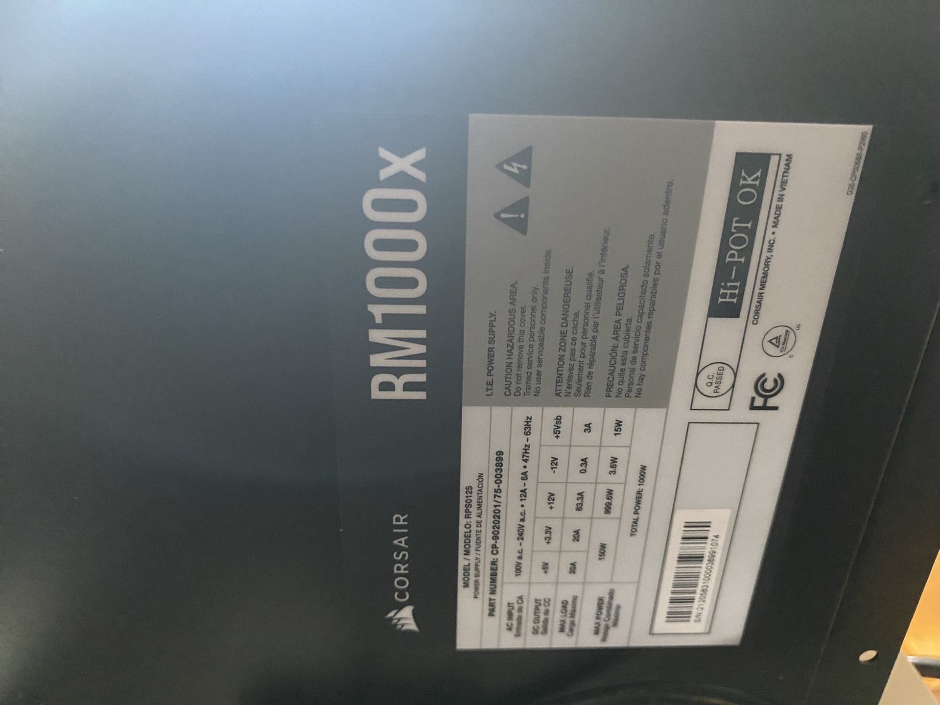Corsair, RM1000x, PSU, Power Supply, 1000W, Modular, 80 Plus Gold, ATX,Gaming PC