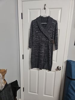 Alyx Womens Sweater Dress Heathered Grey  3/4 Sleeve L