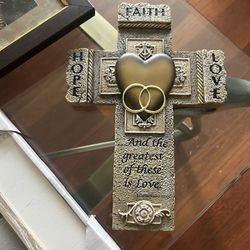 Abbey Gift Faith, Hope, and Love Marriage Wall Cross with Bible Verse Wedding.