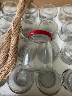 20Pack 1.5 oz Round Mini Clear Honey Jars for Wedding Favor,45ml Small Glass Favor with Airtight Lids, Gift Jars, Sample Body Butter, Jam, Spices, Her