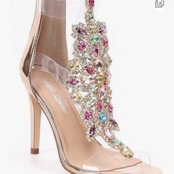 Rhinestone Transparent Heels Rose gold 