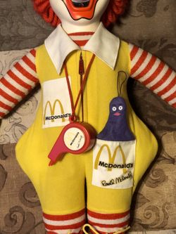 Vintage 1978 Ronald McDonald And Grimace . 21” Doll. See