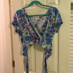 Free People Floral Half Top