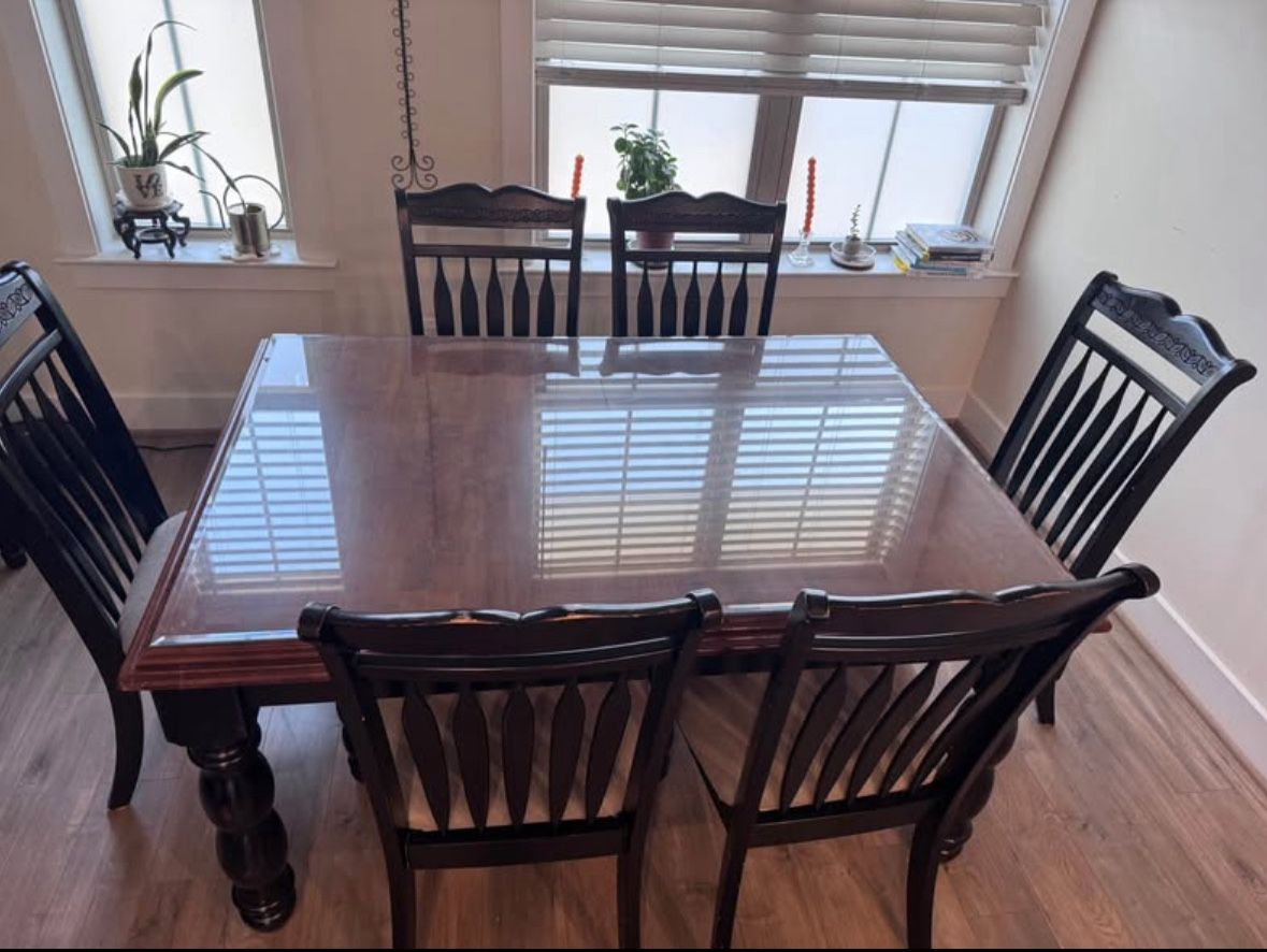 Wood Table - 6 Chairs