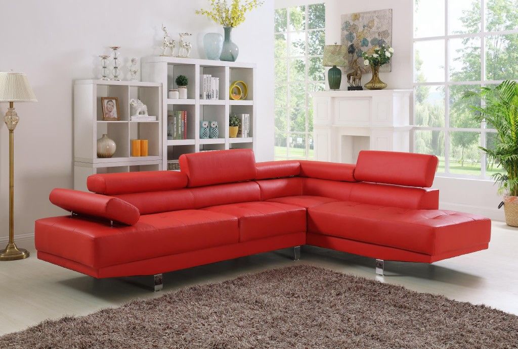 Red Contemporary Sectional Sofa (New In Box)