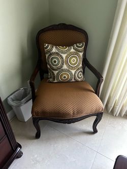 French Provincial Carved Wood Accent Chair