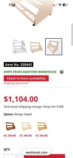 Wenger Violin/Viola Rack with wheels, Wenger Maple
