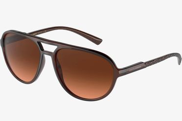 Dolce & Gabbana DG 6150 329578 Transparent Tobacco Plastic Aviator Sunglasses Brown Lens