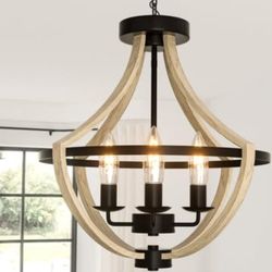 Farmhouse Hanging Pendant Lighting, 4-Light Rustic Chandelier NEW
