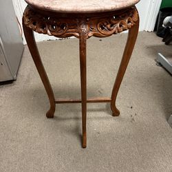 Vintage carved Demilune console table marble top