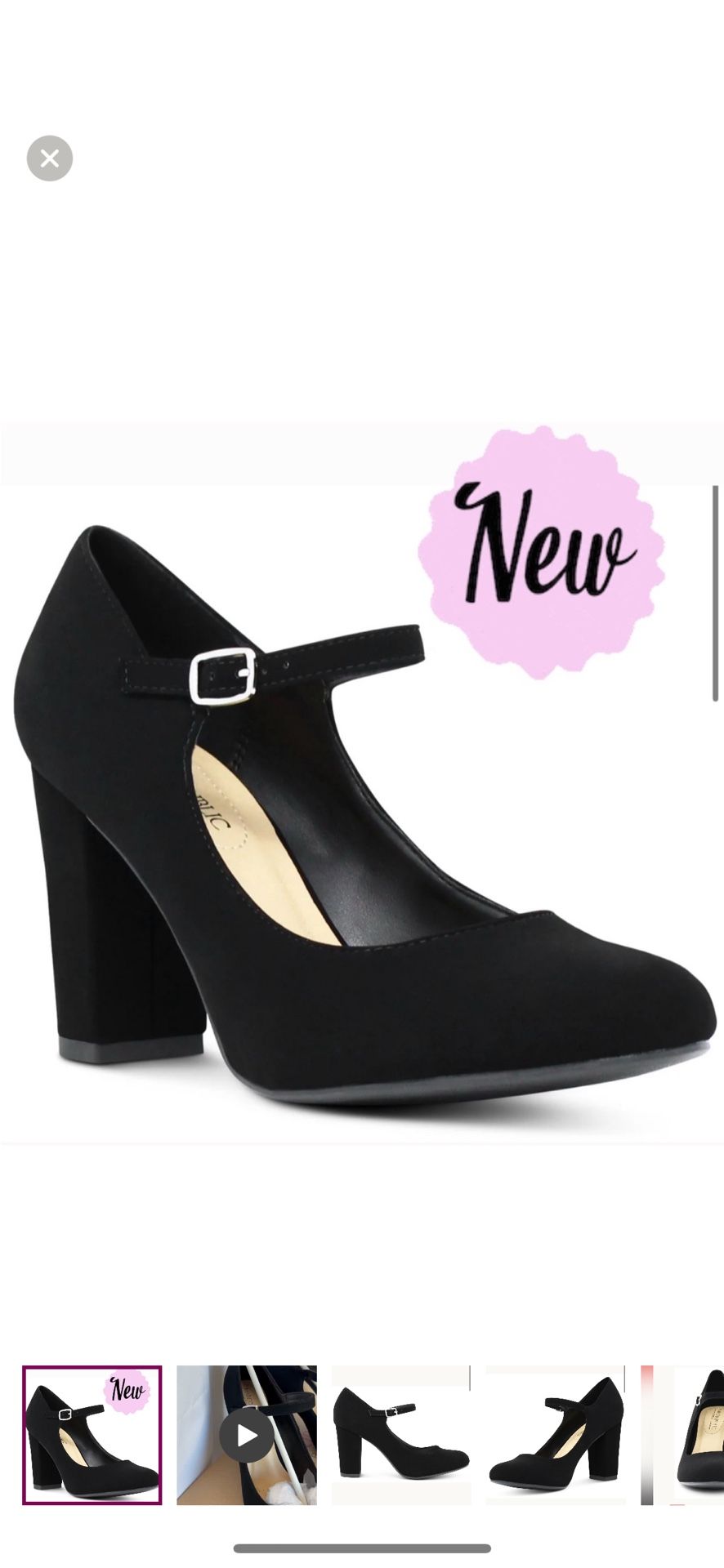 NEW Women Black Mary Jane Mid-rise Chunky Heel Buckle Strap Low Platform Size 9