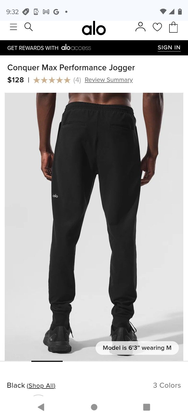 Alo Black Joggers XL