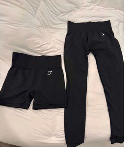 Gymshark Black Seamless Leggings + Shorts Bundle Size Medium