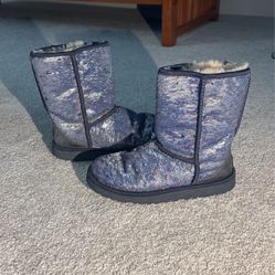 UGG Australia Boots Sequin Classic Short 1002978 Women's 7  Blue red Silver
