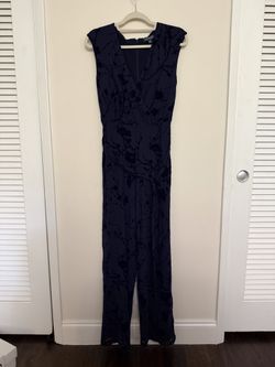 Lauren by Ralph Lauren Women's Floral Burnout Jumpsuit (6, Navy)