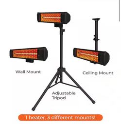 Tradesman 1500W Quartz Infrared Indoor/Outdoor Portable Heater w/ Tripod & Mounts, Black