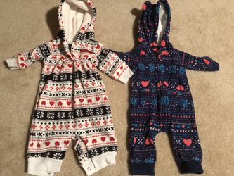 2 New without tags Newborn warm hooded Pajamas