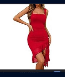 Women's Square Neck Bodycon Dress, Sexy Ruched Stretch Cocktail Party Midi Dress