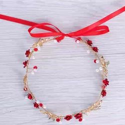 Red wedding/evening dress hair decoration