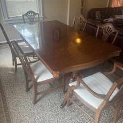 Cherry Wood Dining Table W/6 Chairs 