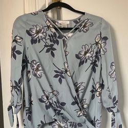 Greyish blue Floral lavender Blouse
