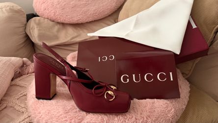 Gucci Leather Slingback Block Heel Pumps