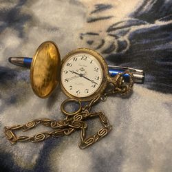 Ever Swiss Gold Tone Pocket Watch