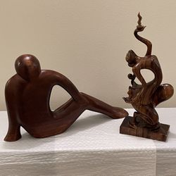 SOLID WOOD SCULPTURES of FEMALES - price is firm for both together