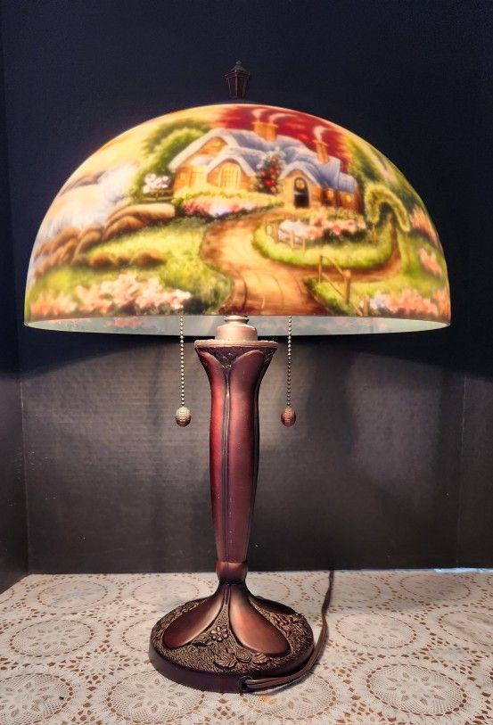 THOMAS KINKADE LIGHTHOUSE REVERSE PAINTED LAMP (HPB006431)
