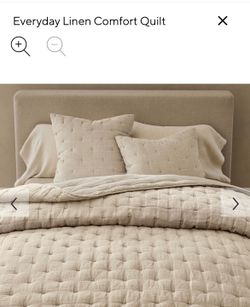 King Size Pottery Barn Linen Everyday Comfort Quilt