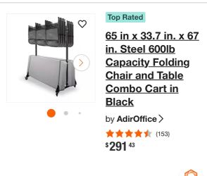 AdirOffice Steel Folding Chair and Table Combo Cart