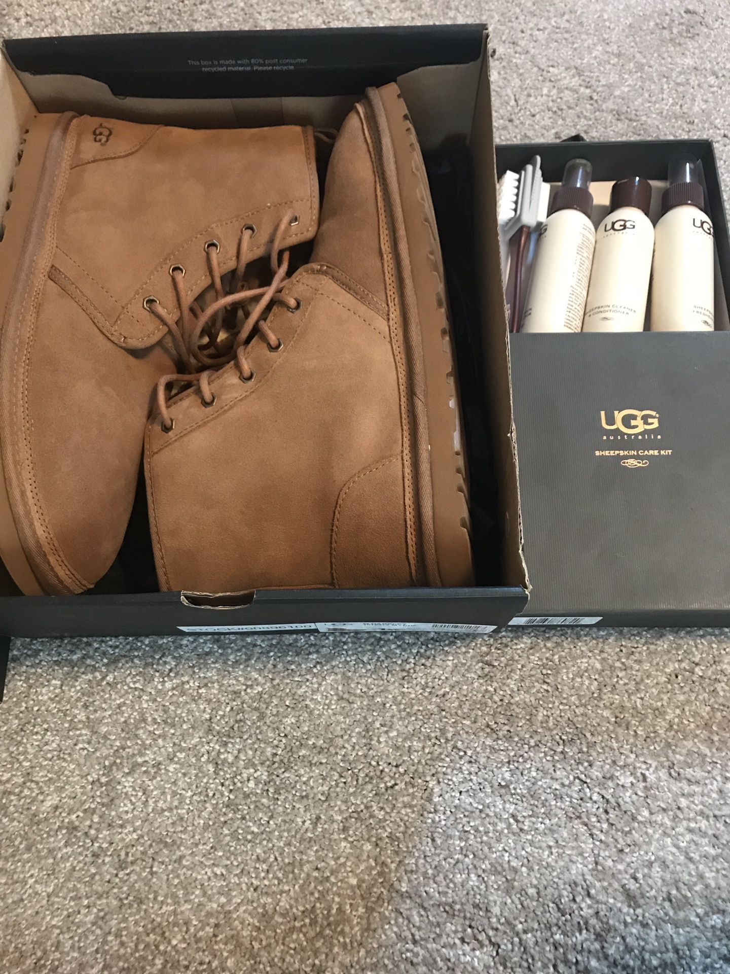 New Men’s 12 Harkley Sheepskin UGGs with Cleaning Kit