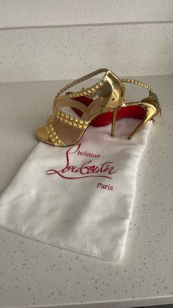 Christian Louboutin Gold Studded Strappy Heels