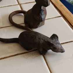 Vintage MOUSE and RAT Cast Iron Figures
