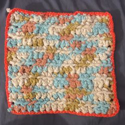 Super Soft Handmade Crocheted Pet/Baby Blanket With Orange Rim