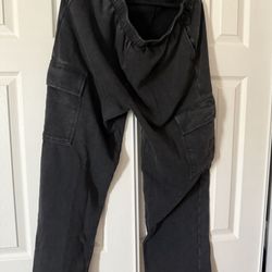 WOMENS 1X CARGO FLEECE SWEAT PANTS BLACK