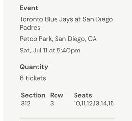 Padres vs Blue Jays Saturday July 11th