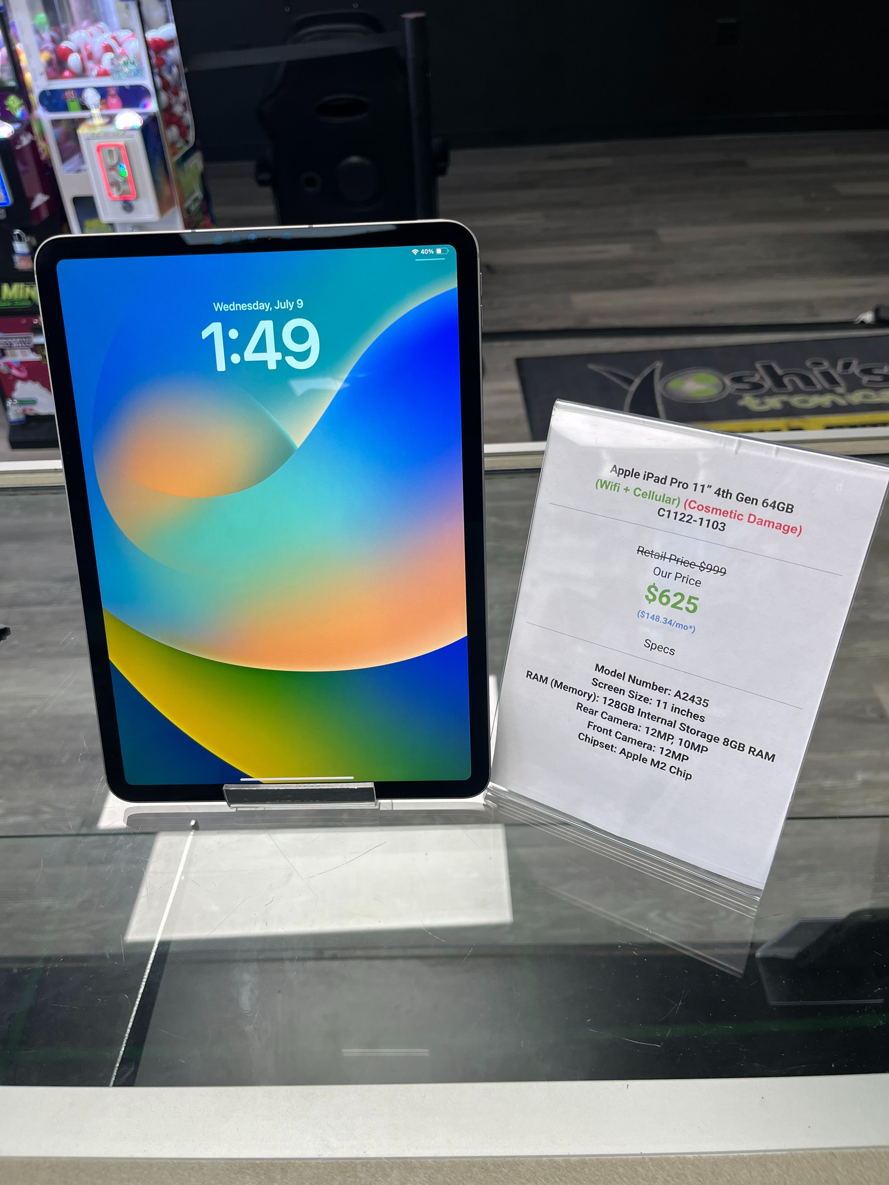 Apple iPad Pro 4th Gen 64GB WiFi+Cellular(Cosmetuc Damage ) Sliver C1122-1103
