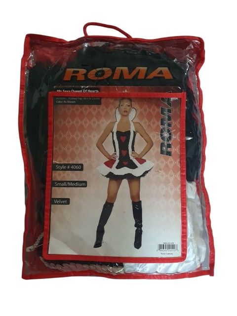 Sexy Queen Of Hearts Adult Woman's Halloween Costume. Size S/M. *Ruffled Top *Skirt *Crown. 