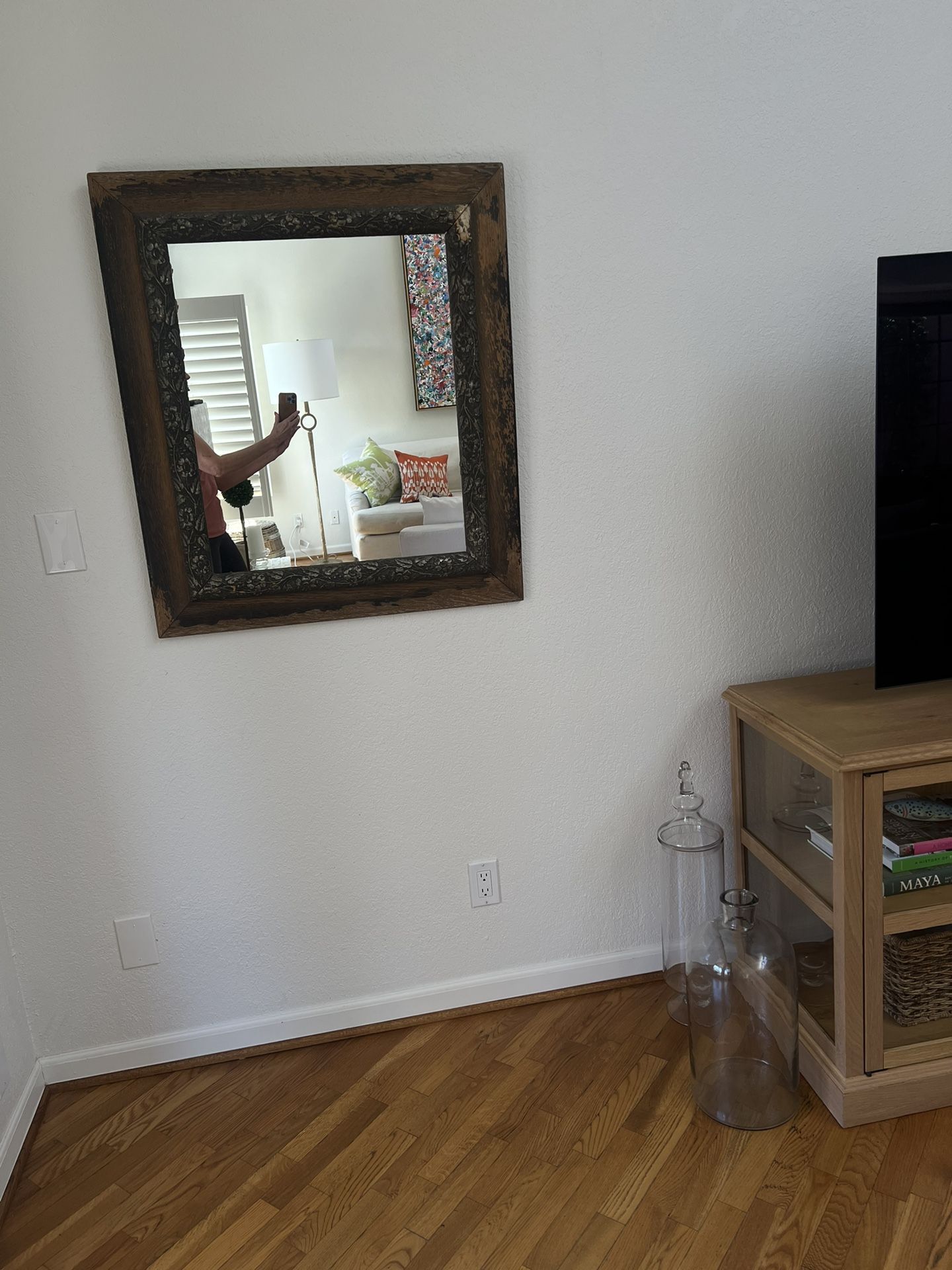 Distressed Look wooden Hanging Mirror