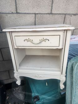 French Provincial White Nightstand with Drawer