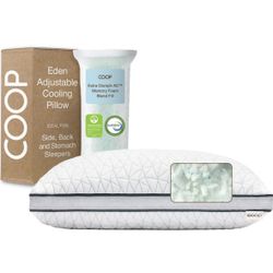 Coop Home Goods Eden Bed Pillow Queen Size for Sleeping on Back, Stomach and Side Sleeper- Medium Soft Memory Foam Cooling Gel - CertiPUR-US/GREENGUAR