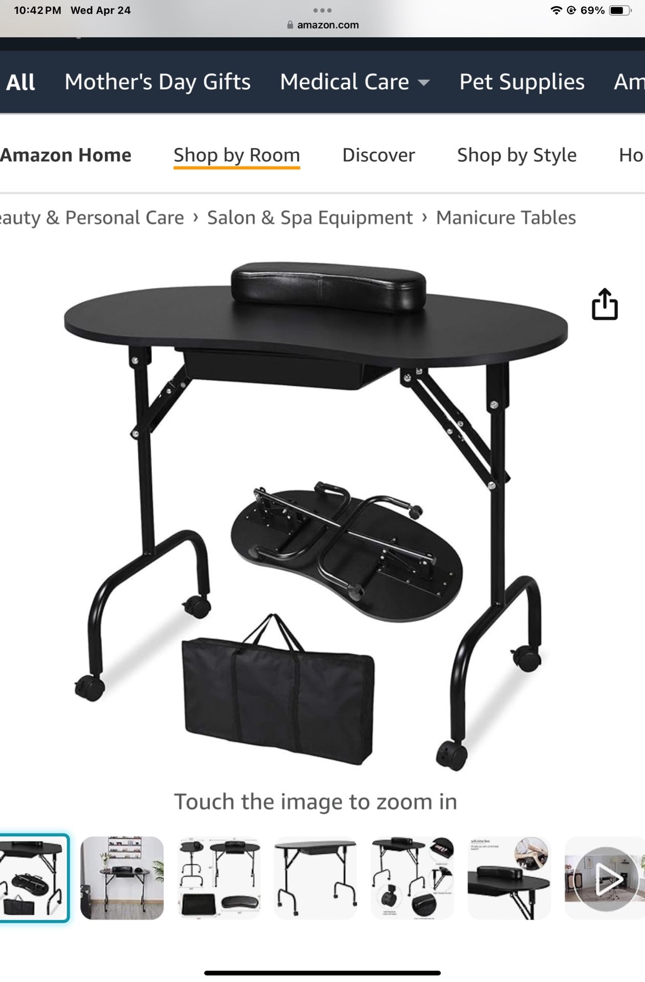 New Portable Manicure Table Black
