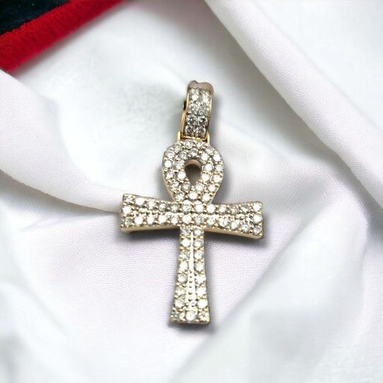 1.75ct Diamond Ankh Cross 14k Gold