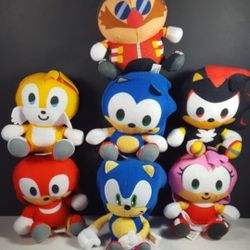 Sonic the Hedgehog Plush Set of 7 Tails Knuckles Shadow Amy Dr Eggman 5" Sega