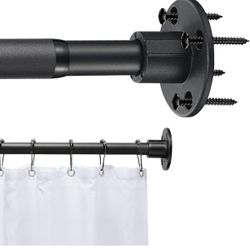 24-33 Inch Matte Black Industrial Shower Curtain Rod With Screws Mount (45)