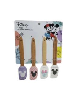 Disney Silicone Spatulas Set 4 pack- Non Scratch - Mickey & Minnie Mouse New