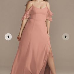 David’s Bridal Cold-Shoulder Long Chiffon Dress