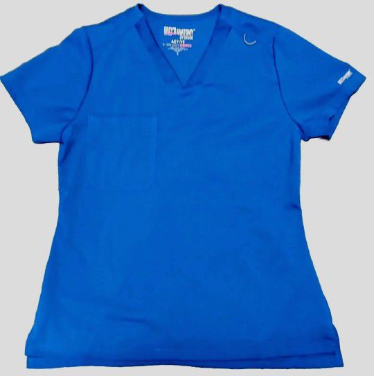 Grey's Anatomy By Barco Active + Spandex Stretch V-neck Blue S Uniform Scrubs